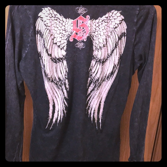 Sinful Tops - Sinful by Affliction Angel Wing Back Size XL